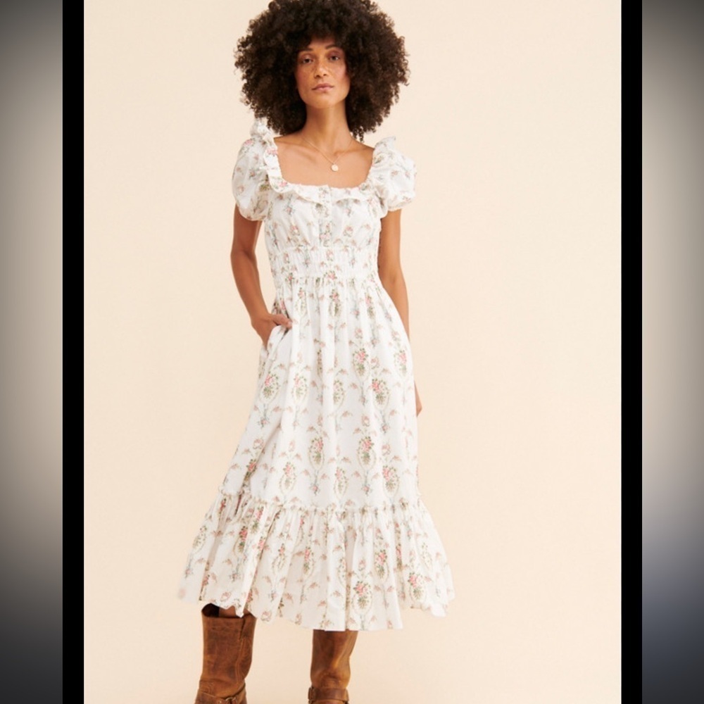 LoveShackFancy  Spring Terrence Floral-Print Cotton Midi Dress - Picture 13 of 13